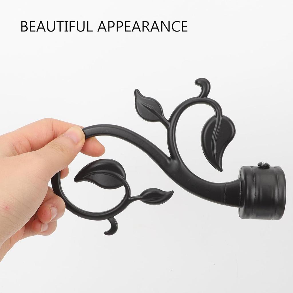 2pcs Black Curtain Rod Ends Decorative Curtain Pole Finials Standard Rods Vintage Boho Style Finials for Living Room Bedroom Home DeCor