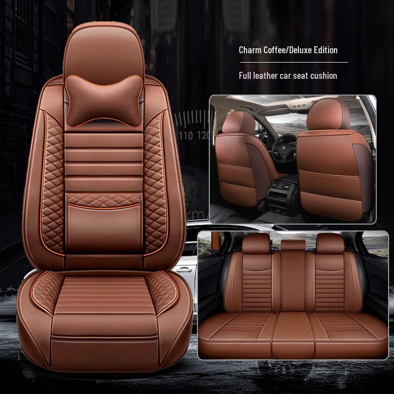 Full-Cover Leather Car Seat Cushion - Ice Silk, Universal Fit, Five Seats