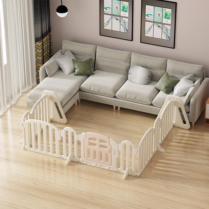 Three-Sided Indoor Baby Playpen with Safety Fence and Walker