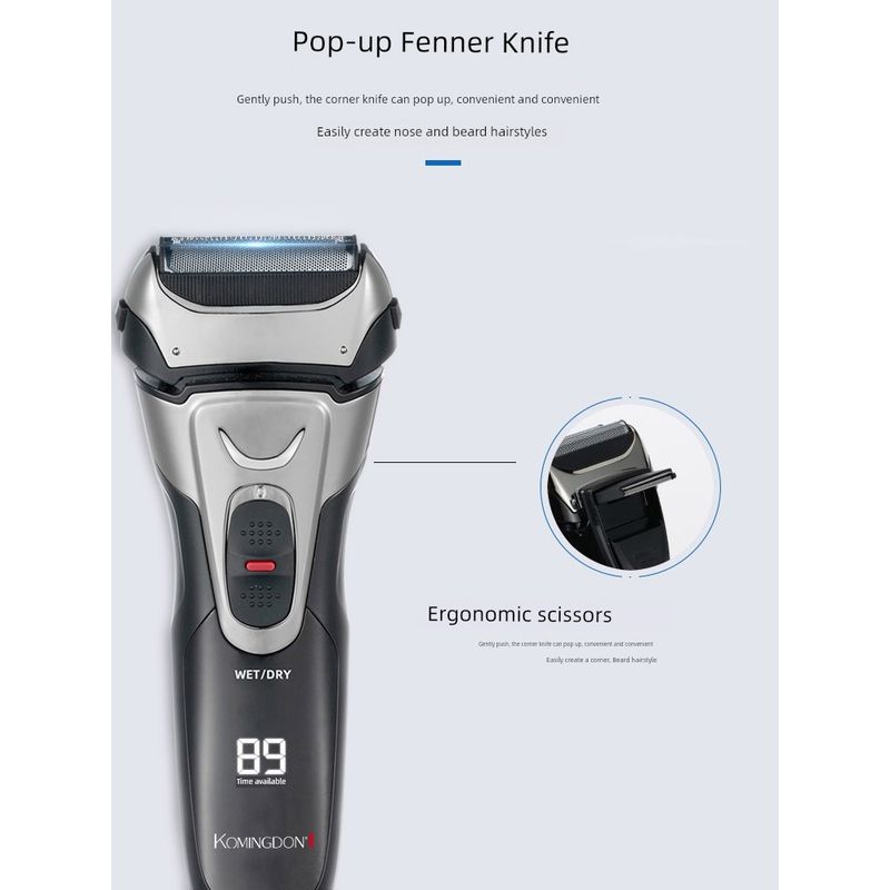 Reciprocating Electric Shaver for Men, Rechargeable, Fully Washable, Portable Razor