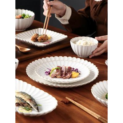 Ciotole Domestiche Nordiche Bianche Piatti da Cena Set di Stoviglie in Ceramica Smalto Bianco Piatto da Bistecca Occidentale Ciotola per Insalata Piatto per Verdure Pesce