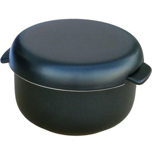 Mino Ware - Shikisai - Pottery ONLINE - Ceramic Rice Container, 2-cup Capacity, Black Matte, Microwave and Direct Heat Safe, Banko Ware