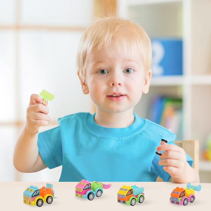 12/24Pcs DIY Puzzle Building Block Car Kids Birthday Party Favors Construction Vehicle Toys Goodie Pinata Fillers Christmas Gift