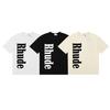 RHUDE Skull Print T Shirt Men Women Loose Fit Casual Short Sleeve Tee