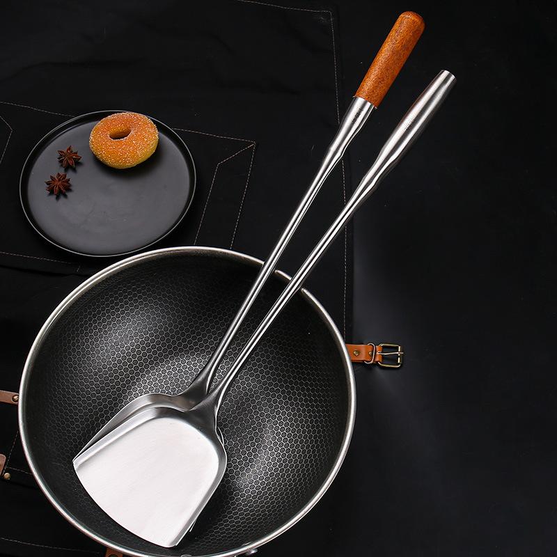 Stainless Steel Extended and Thickened Stir-frying Spoons, Large Spatulas, Rice Spoons, Strainers, and Kitchen-specific Serving Spoons