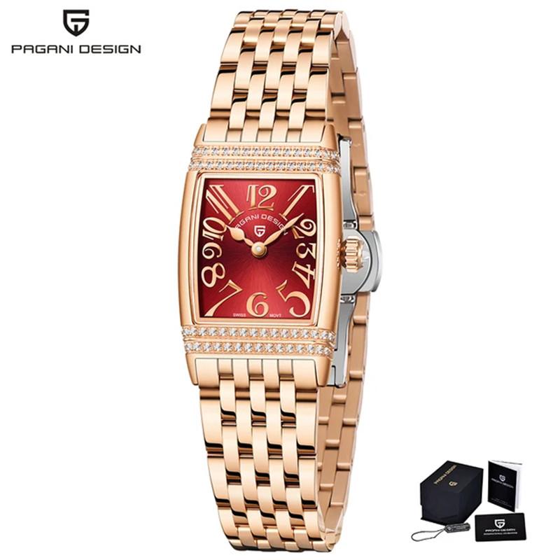 PAGANI DESIGN Luxus Mode Damen Quarz Uhr Schweizer Ronda Uhrwerk Saphir Edelstahl Wasserdichte Uhr Geschenk für Frau