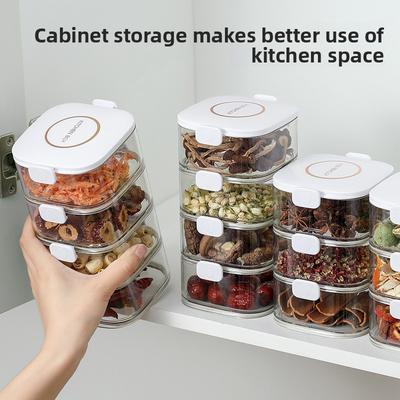 Multi-layer Seasoning Sealed Jar Storage Box, Kitchen Dried Chili Peppers, Sichuan Pepper, Star Anise and Condiments Separate Packaging Storage Box