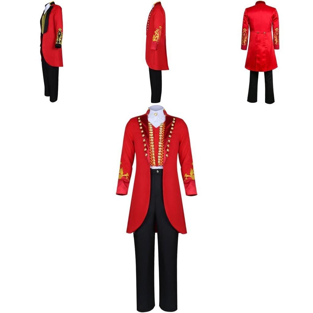 The King Of Circus Barnum Cosplay Costume For Men Red And Black Polyester Blended Fabric