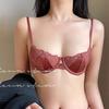 French Coquette Lace Soft Underwire Bra Set, Half Cup Push Up Back Beauty Small Bust Women Lingerie Set