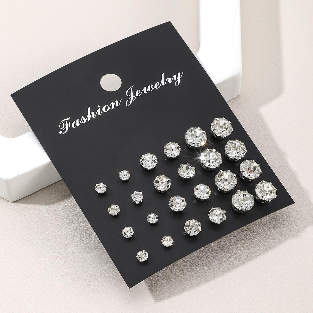 Popular Simple Pair of Zircon Pearl Stud Earrings, Earrings, Colored Diamonds, Temperament, Six-claw Diamonds.