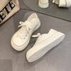 Milk Huhu Mango Big Wide Head Platform Sole Canvas Shoes Women's 2025 Little White Shoes Ins Korean Version Stepping Heel Two Wear Board Shoes