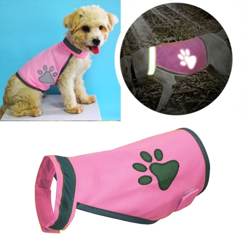 

Breathable Dog Safety Vest Adjustable Pet Fluorescent Clothes for Walking Night S розовый