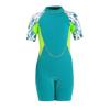 Girls Short Wetsuit One Piece Shorty Diving Swimsuit with Zipper Quick Dry Short Sleeves Surf Suit for Water Sports