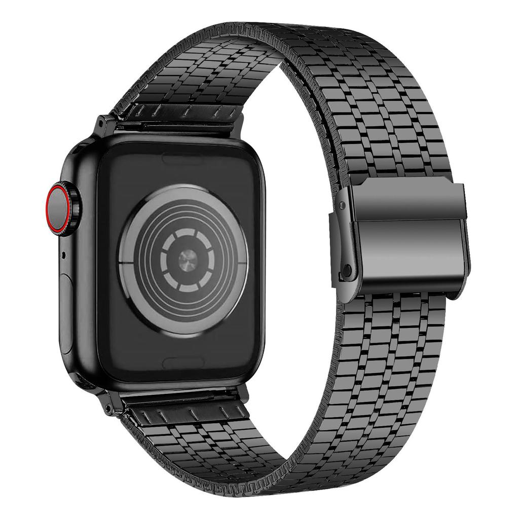 Pasek do zegarka Apple Watch Series 40 mm 42 mm 44 mm 38 mm Luksusowy pasek do zegarka ze stali nierdzewnej do zegarka iWatch Ultra 9 8 7 6 5 4 3 2 1 SE Pasek ze składanym zapięciem 49 mm