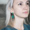 New Bohemian Green Druzy Resin Stone Clip on Earrings No Pierced for Women Jewelry Drusy Ear Clips Eardrop Long Earrings