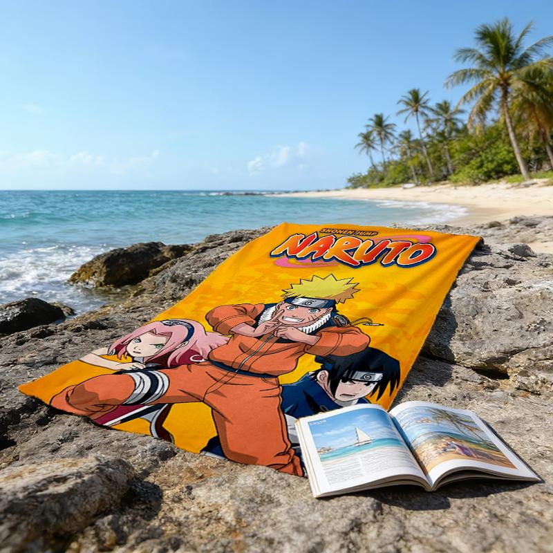 1pc NARUTO Beach Towel, Beach and Seaside Swimming Pool Equipment, Fashion Pattern, Rectangular, Travel Essentials