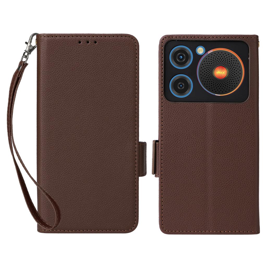 For ZTE nubia Music Case with Wrist Strap Litchi Texture PU Leather Wallet Phone Cover
