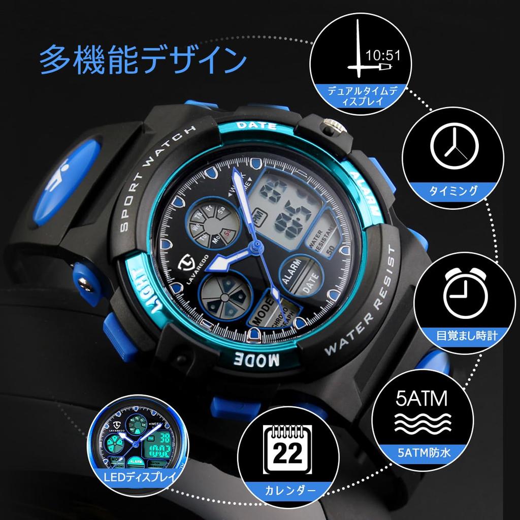 Sports Waterproof Outdoor Watch with Dual LED Analog Digital Watch for Boys and Girls Boys' Watch, Multi-Function Alarm, Date/Day Display, Time,