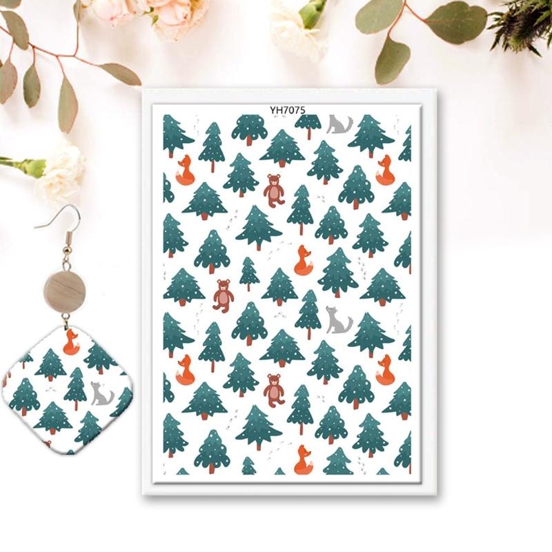 4PCS Christmas Clay Transfer Paper 95x138mm Water Soluble Paper Clay Transfer Sheets for Clay Earring Jewelry Making