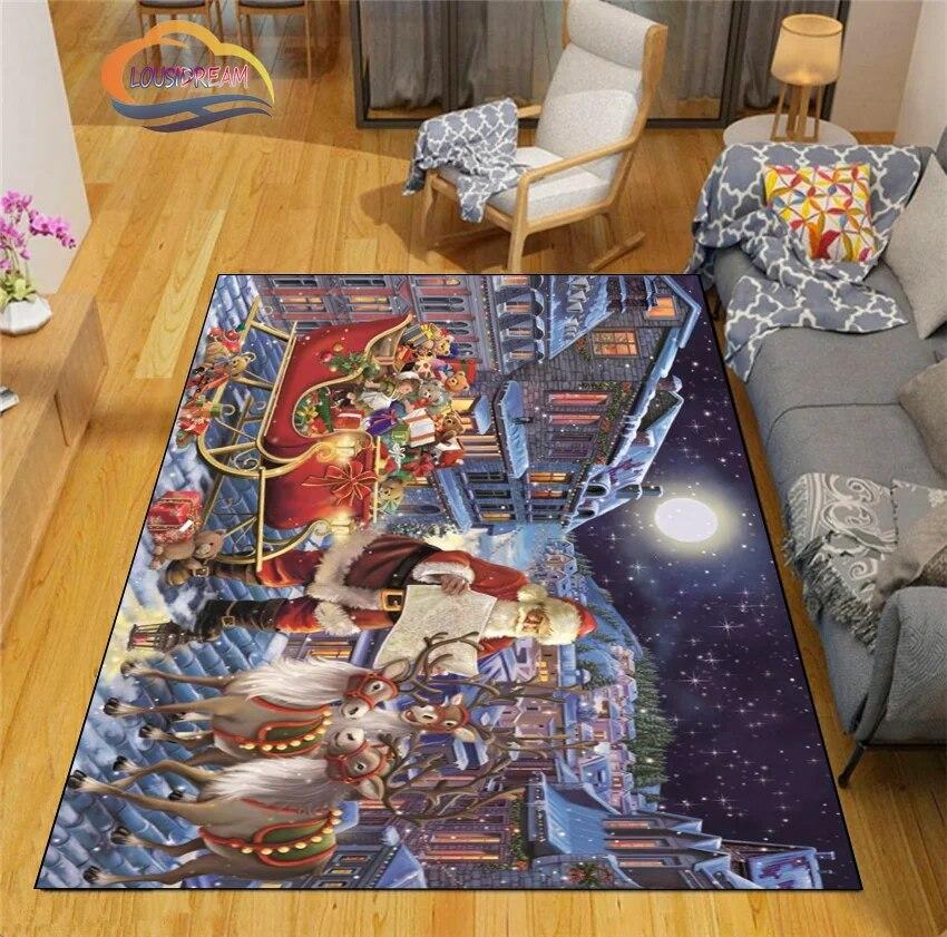 3D Printed Christmas Floor Mats Carpet  Santa  Fashion Bedroom Mat Living Room Office Children  Home Decor