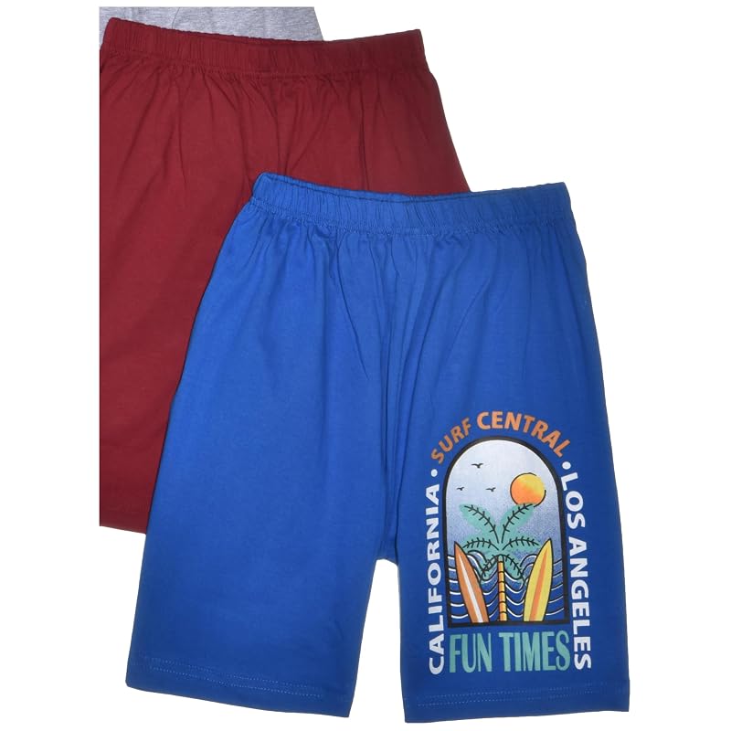 T2F Boy' Printed Cotton Regular Fit Shorts(Pack of )