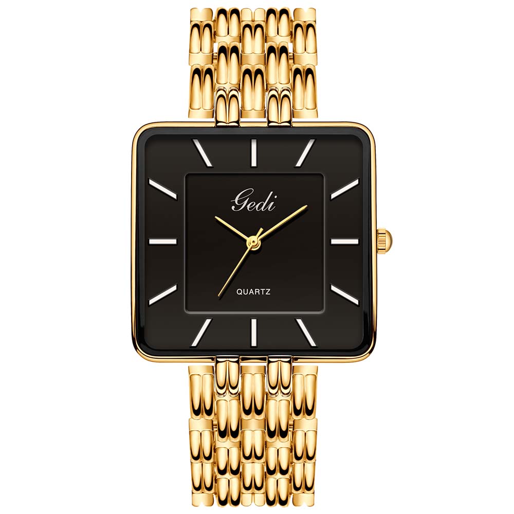 GEDI Simple Square Couple Models Watch Niche Premium Sense of Women's Ultra-thin High Value Quartz Watch Gift for Women and Man