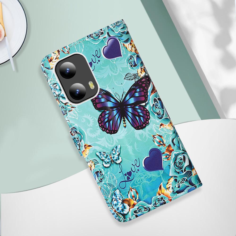 For Motorola Moto G Play 5G (2024)/Moto G 5G (2024) Leather Case with Strap Pattern Printing Phone Stand Cover