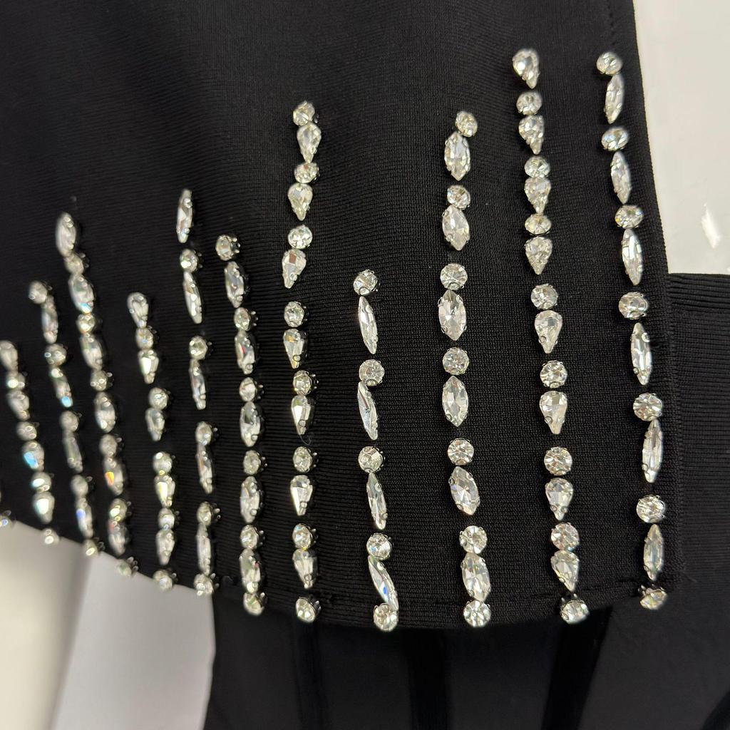 Europäisches & Amerikanisches Elegantes Damen-Strassschal-Schmal geschnittenes Bandage-Abendkleid