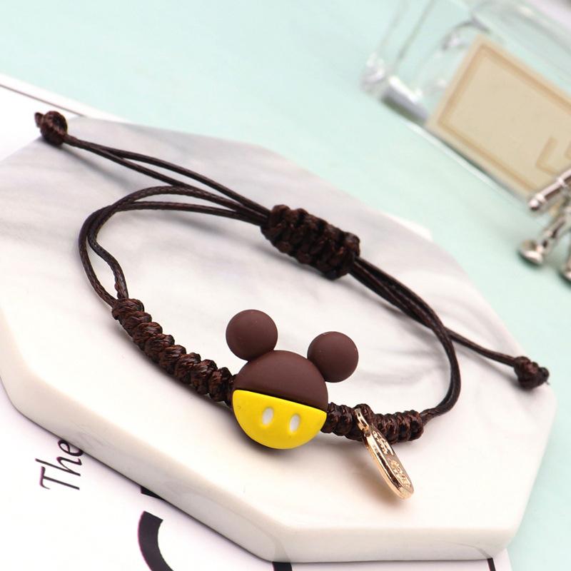 Nuovo Braccialetto di Topolino Braccialetti Carini in Corda Intrecciata a Mano per Coppia Studente Gioielli alla Moda Artigianato Regali di Compleanno per Amici