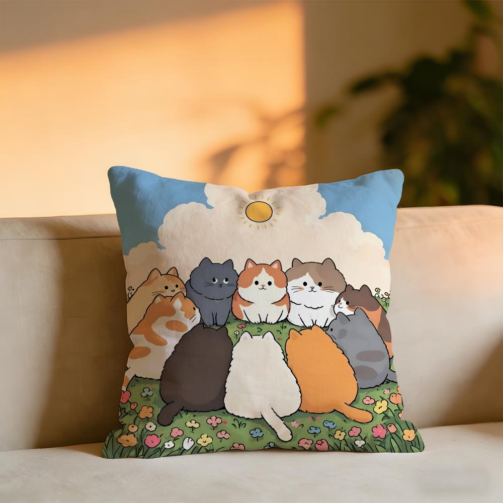 Surrounded By Fluffy Cat Balls Cushion Cover Cozy Velvet Throw PillowSoft Warm Cushion For Sofa  Bed 30X30cm