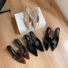 Niche French Leopard Print High Heels Bag Head Sandals Fairy Shoes Temperament Pointed Single Shoes