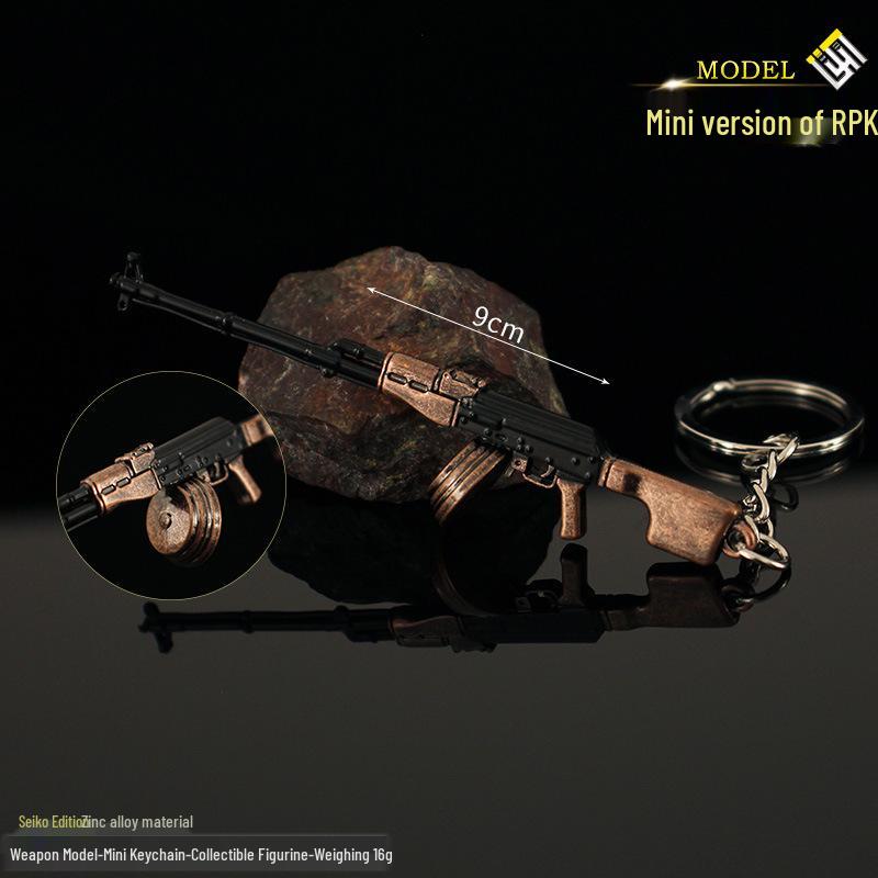 PUBG Chicken Dinner Mini Legierung Schlüsselanhänger: RPG, Raketenwerfer, Desert Eagle, Revolver, SVD, Beretta Waffenanhänger.
