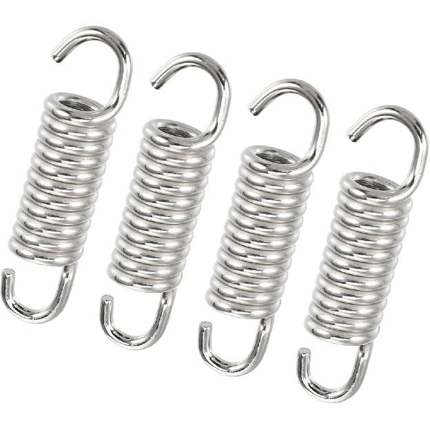 ACROPIX 4 Pcs 43mm 1.69  Motorcycle Muffler Exhaust Pipe Spring Universal Stainless Steel Silver Tone Car Parts