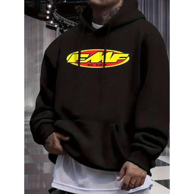 Warme Pullover Hoodie Sweatshirt, Losse Pasvorm, Polyester Casual Hooded Sweatshirt met Geribbelde Manchetten