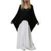 Women's Color V-Neck Long Sleeve Cape Top and Loose Fit Dress Two-Piece Set