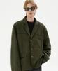 Trillion Suede Elbow Patch 3-Button Blazer Jacket [Khaki]