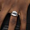 Adjustable Open Ring Men Women Vintage Hip Hop Geometric Crack Design Blue Sapphire Accent Plated