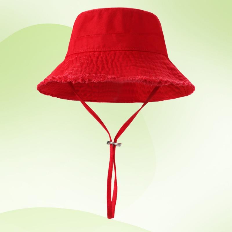 Raw Edge Red Bucket Hat Women's Summer Versatile Thin Big Brim Showing Small Face Outdoor Basin Hat Tide