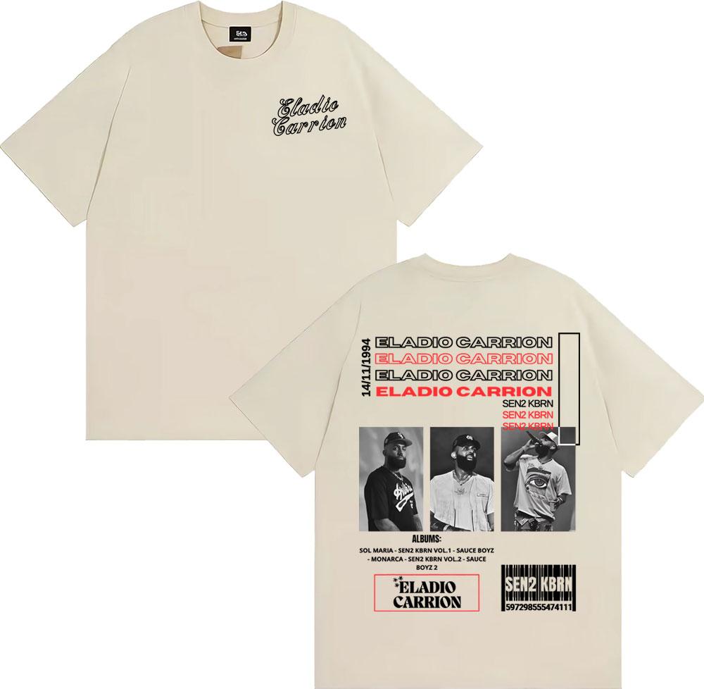 2025 Summer Rapper Eladio Carion Sen2kbn Album Tour Tshirt Mens Hiphop High Street Tshirt 100 Cotton Oversized Tshirt
