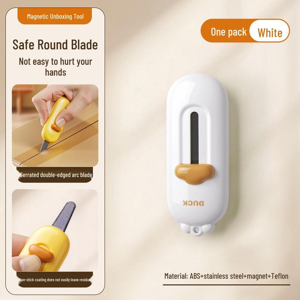 Little Yellow Duck Magnetic Unboxing Knife - Portable Serrated Pocket Tool for Opening Boxes