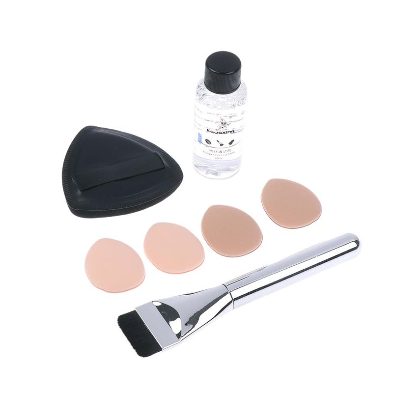 Üçgen Siyah Makyaj Süngeri 7 Adet/Set Düz Başlı Fondöten Fırçası Temizleyici Mini Parmak Süngeri Kapatıcı Air Cushion Aleti