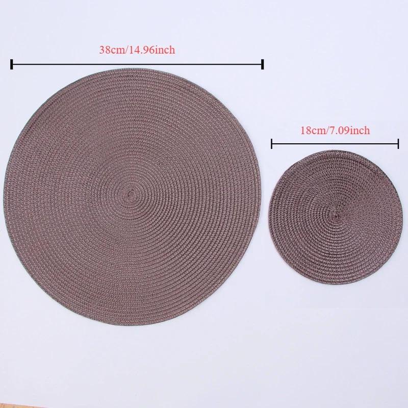 

Round Woven Mats & Pads PP Waterproof Dining Table Mat Non-Slip Napkin Disc Bowl Pads Drink Cup Coasters Kitchen Decoration 18cm чёрный