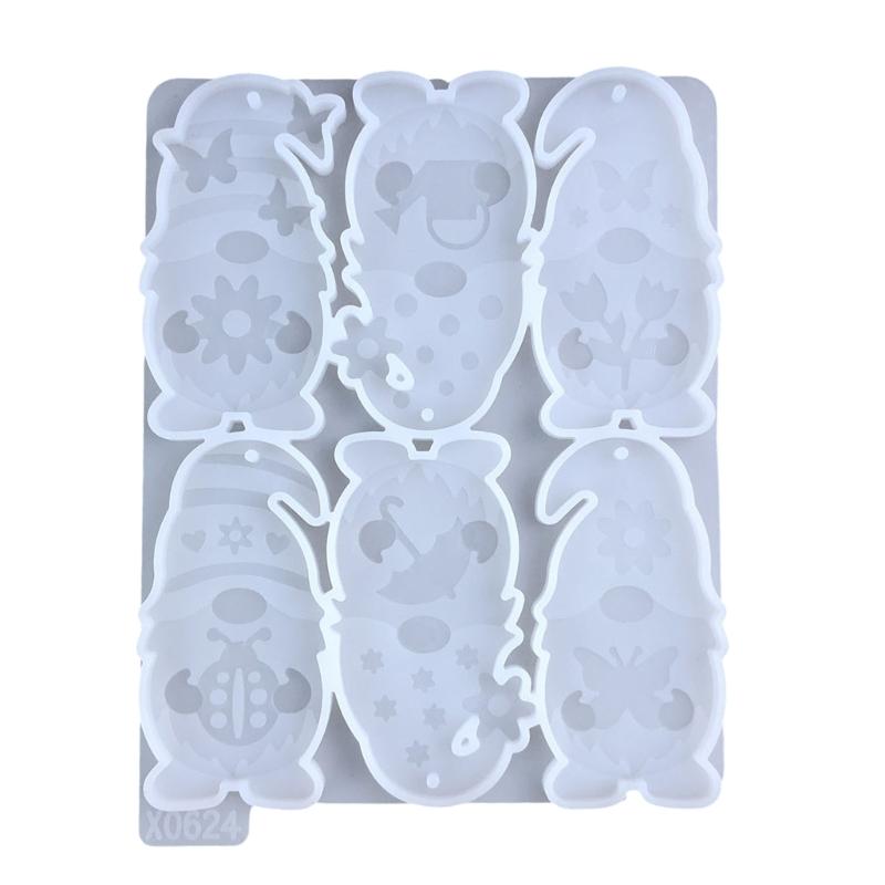 

6 Cavity Flexible Pendant Mold Craft Molds Gnome Shape Keychain Mould Crafting Accessories Present for Crafting Lover 1