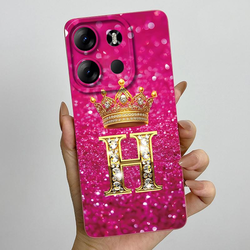 For Tecno Pop 7 Pro Pop7 BF6 BF7 Phone Case Crown Letter Back Cover Soft Liquid Silicone Fundas For Tecno Spark GO 2023 Bumper