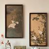 Chinese Pine & Crane Longevity Wall Art - Framed Replica for Living Room, Entrance, Tea Room, or Homestay