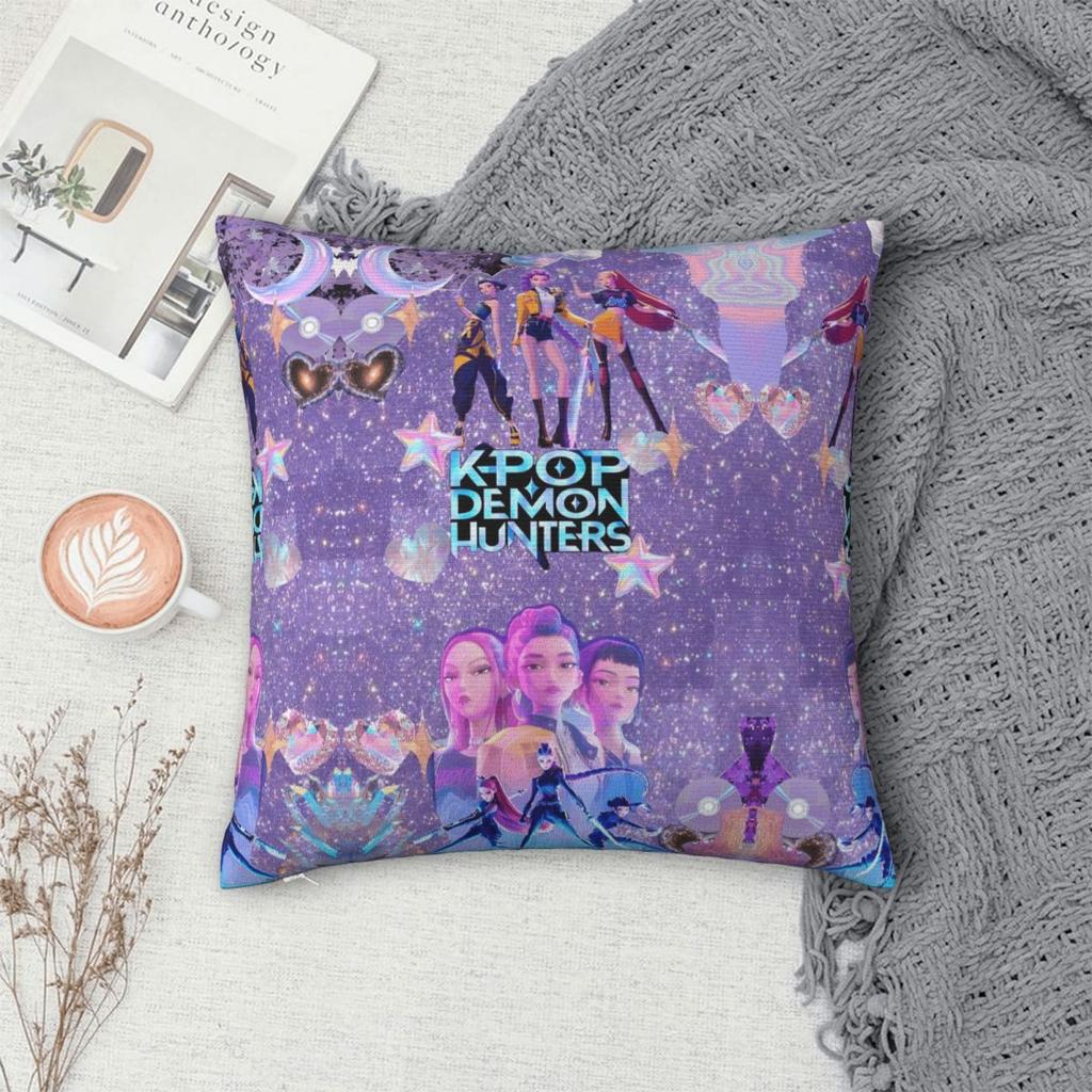 Huntrix Zoey Rumi Mira Pillowcases Polyester Car Kpop Demon Hunters Cushion Case Funny Decor Pillowcase