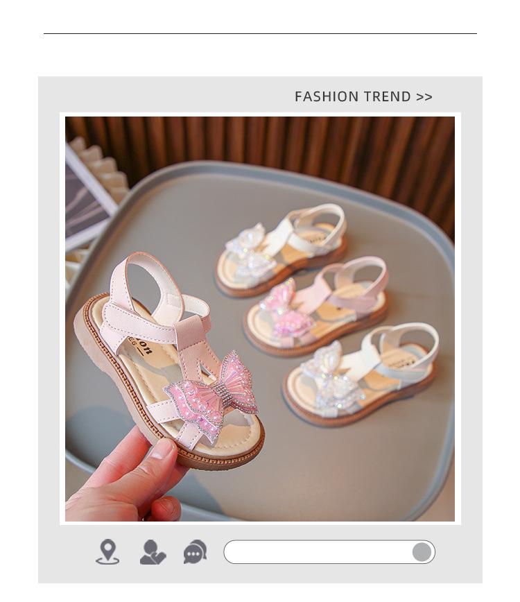Girls' 2026 Summer Open-Toe Princess Sandals: Soft Sole, Stylish Beach Shoes