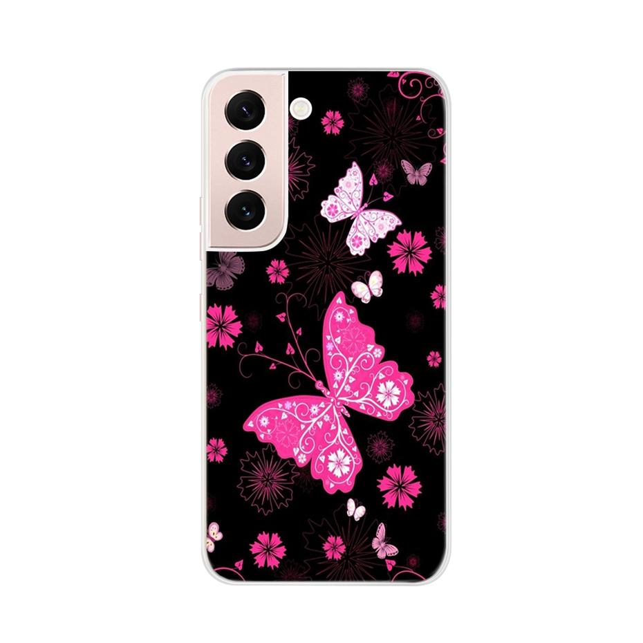 Beautiful Flower Phone Case For Samsung Galaxy S22 Pro S 22 Ultra 5G Case Cute Cat Soft Silicone TPU Cover For Samsung S22 22Pro