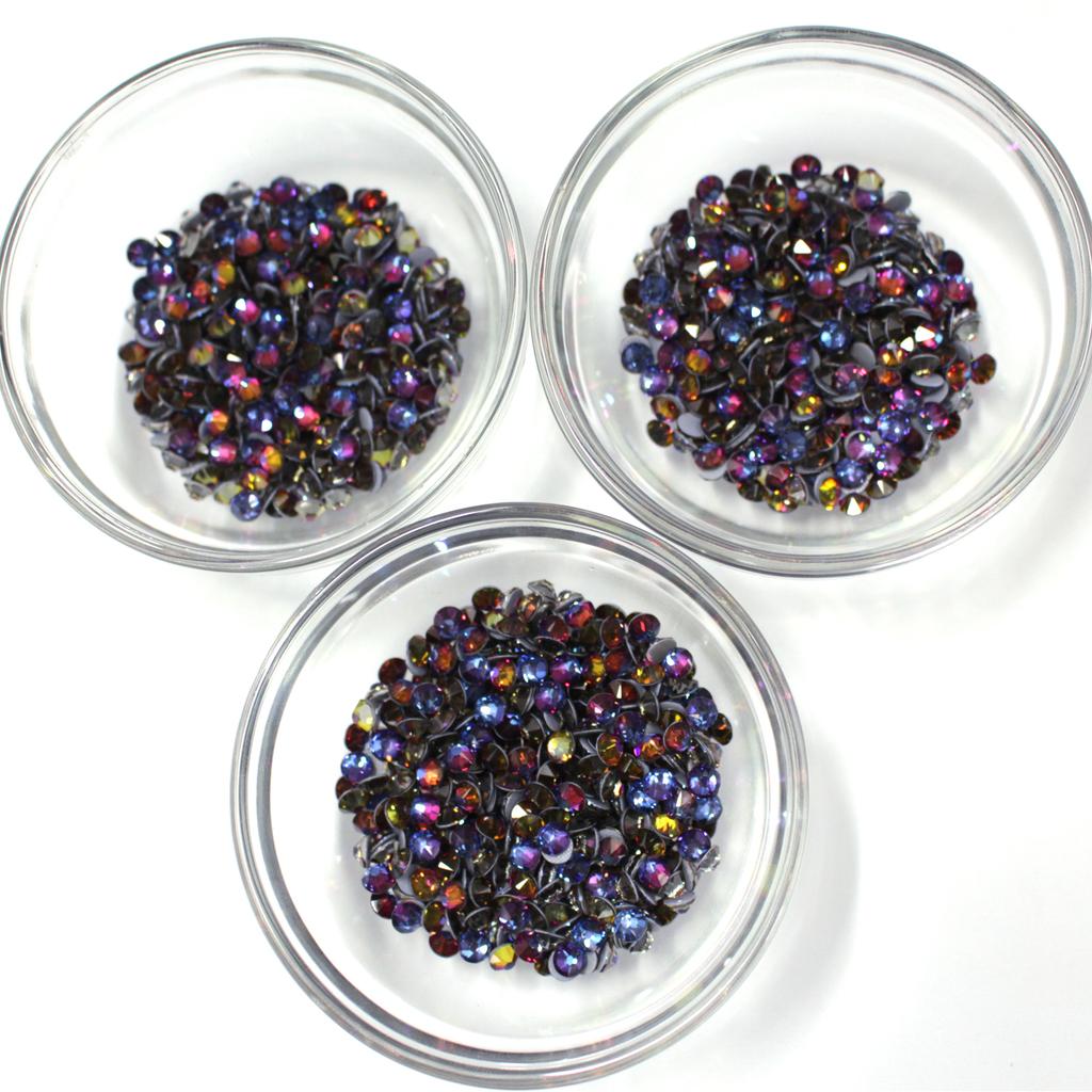 Glass 16 Cut Blue Flame Color Hot Fix Flat Back Rhinestones High Quality Eco-Friendly for Nail Art Bags Garment Shoes