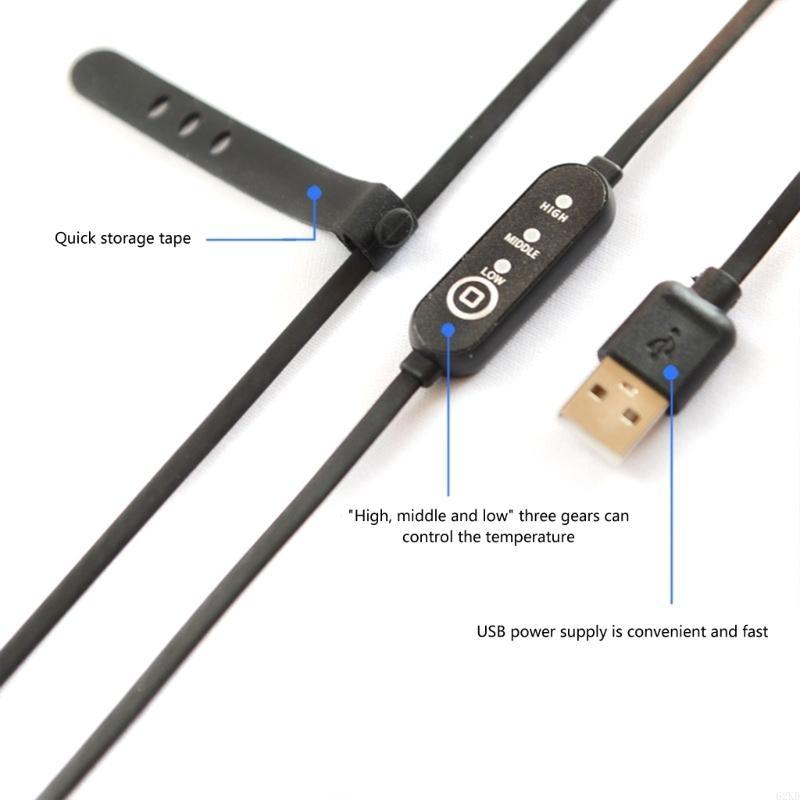 62KD Rosnice Ohřívací Pásky Zabraňuje Rosě Mlze pro Teleskop Objektiv Fotoaparátu Ohřívač USB Popruh